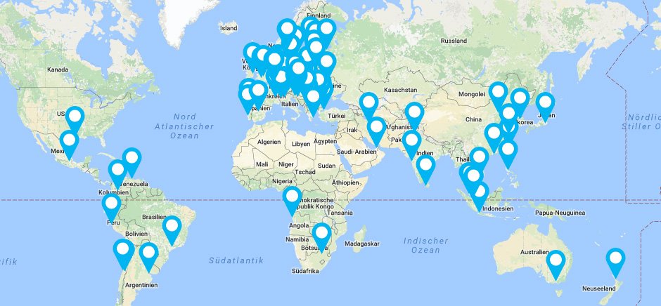 Mapa con socios distribuidores